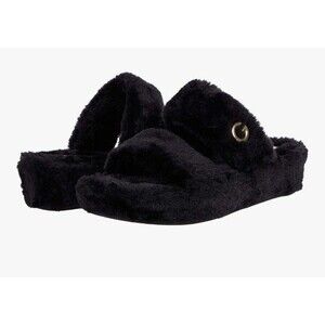 NEW! Women's GBG Los Angeles Lennly Casual Faux Fur Slipper Sandal Slides, 7.5M